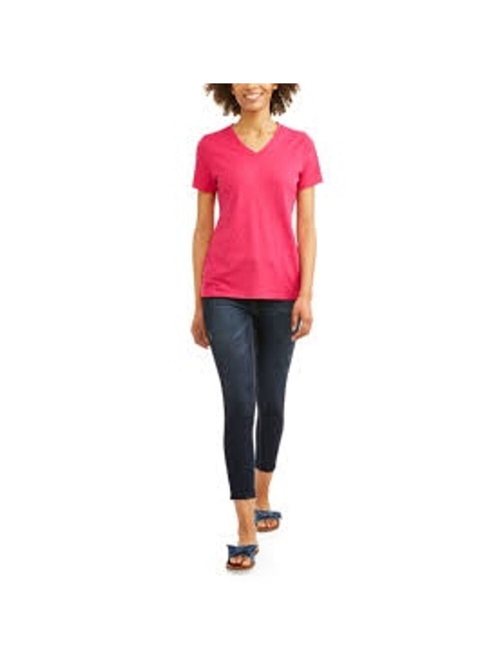 Member's Mark Pink V-Neck Short Sleeve Tee Size M